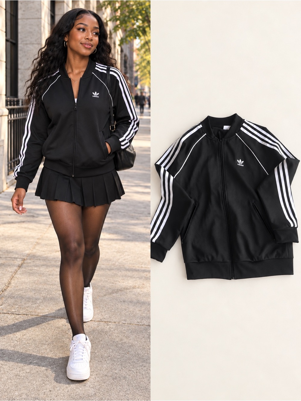 Adidas Originals Women’s SST Superstar Track Jacket Black White CE2392 Size Sm